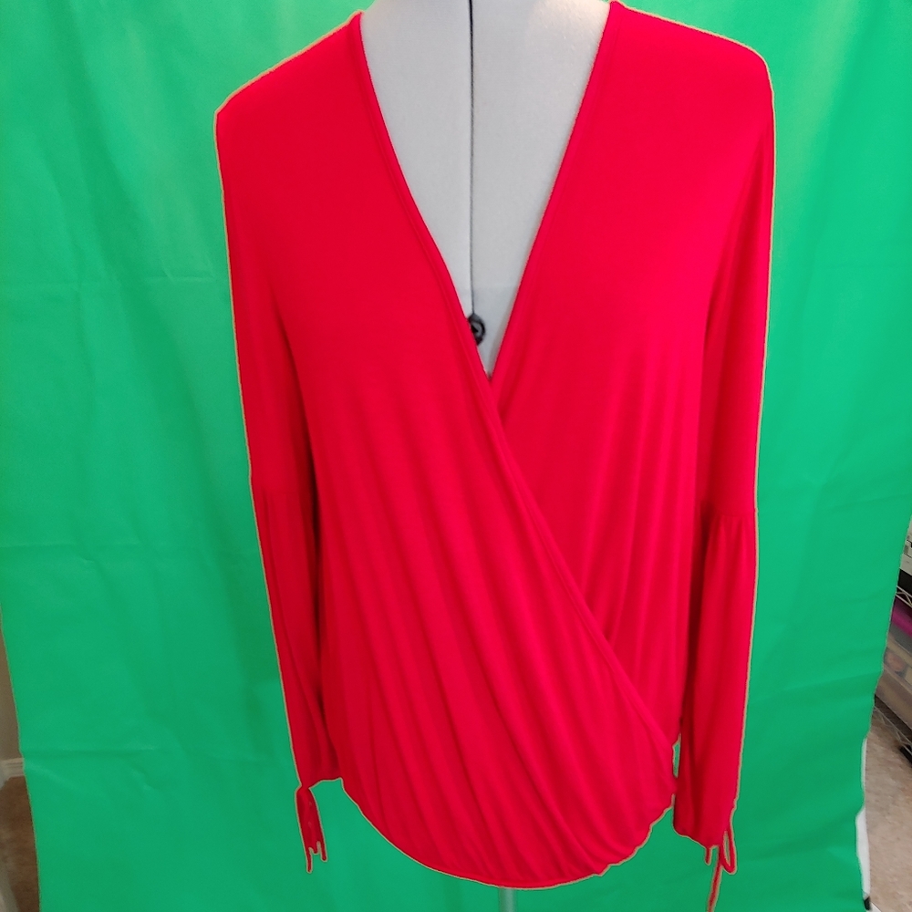 AJ My Amelia James red draped blouse small